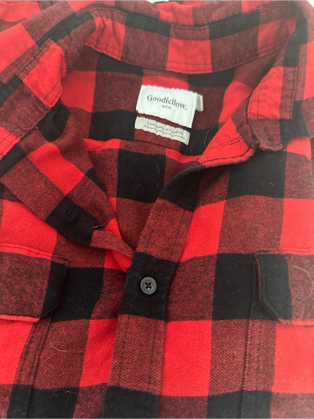 Goodfellow & Co Men's Vintage MidWeight Long Sleeve Flannel Shirt CrimsonCheck - Picture 5 of 5